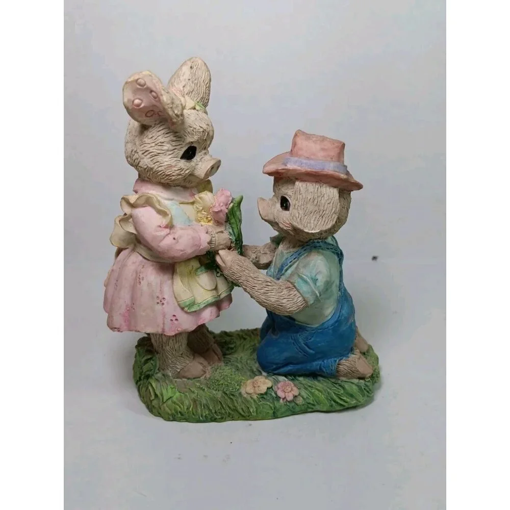 Vintage Albert Price Products Cute Country Chic Pigs In Love Figurine Collectibl